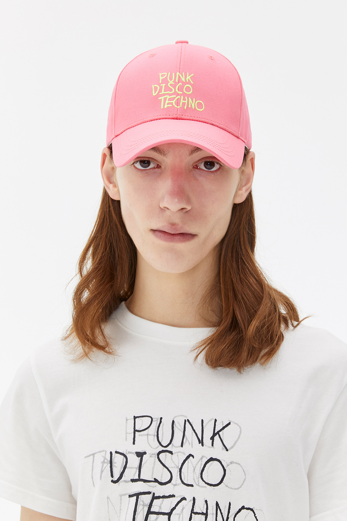 &quot;PUNK DISCO TECHNO&quot; EMBROIDERED BALL CAP PINK