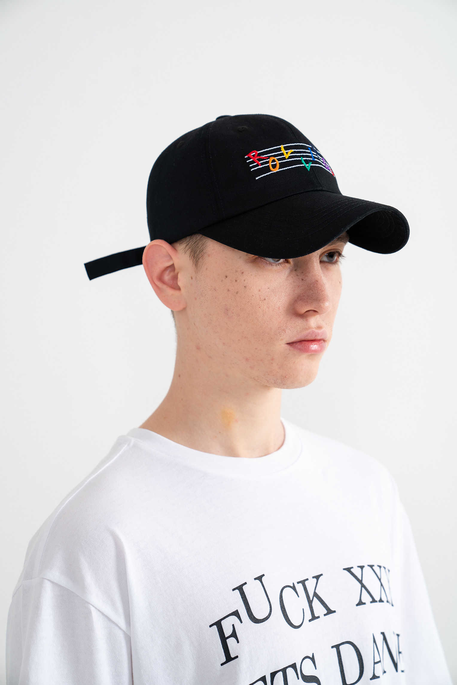 &quot;RAINBOW MUSIC NOTE&quot; Logo Embroidered Ball Cap Black