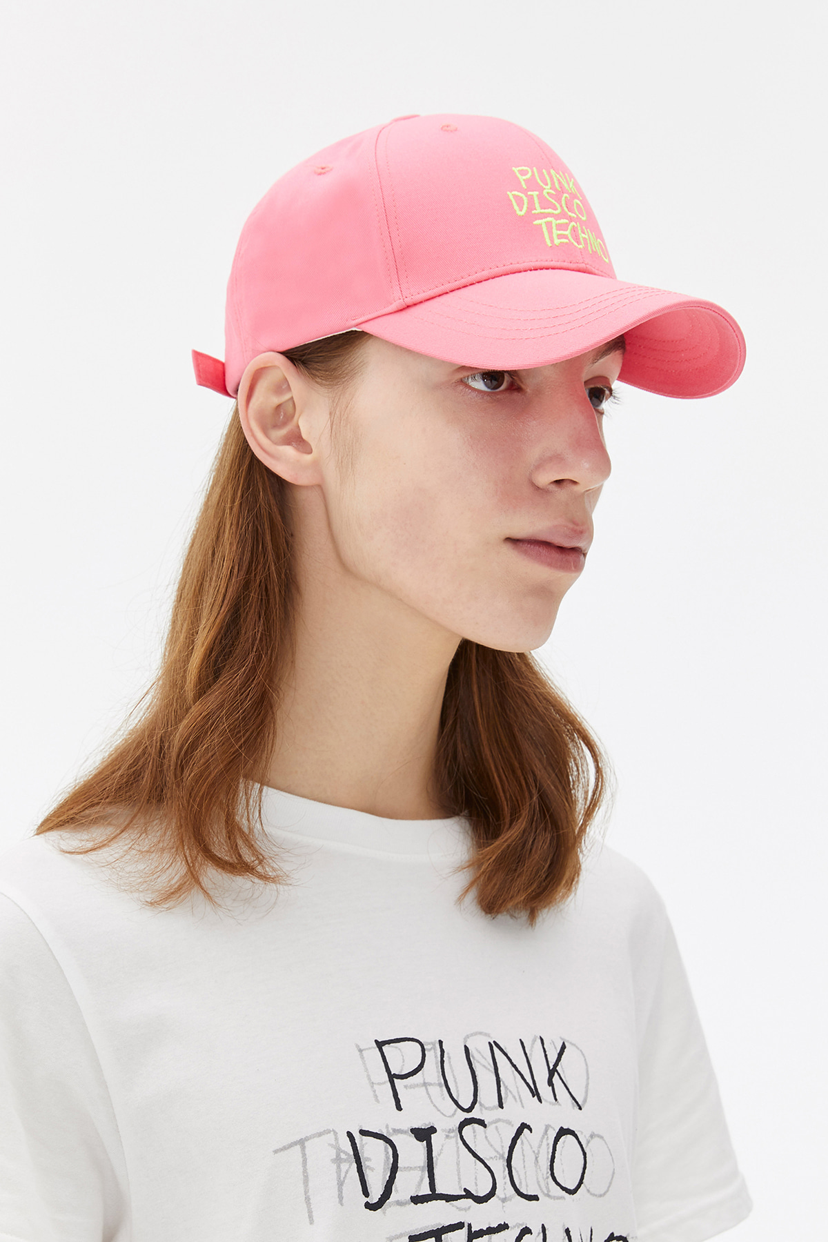 &quot;PUNK DISCO TECHNO&quot; EMBROIDERED BALL CAP PINK