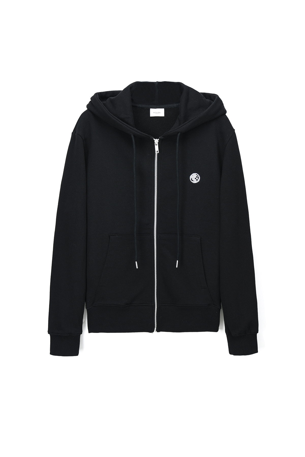 MIRRORBALL EMBROIDERED ROLLING FLOCKED ZIPPED HOODIE BLACK
