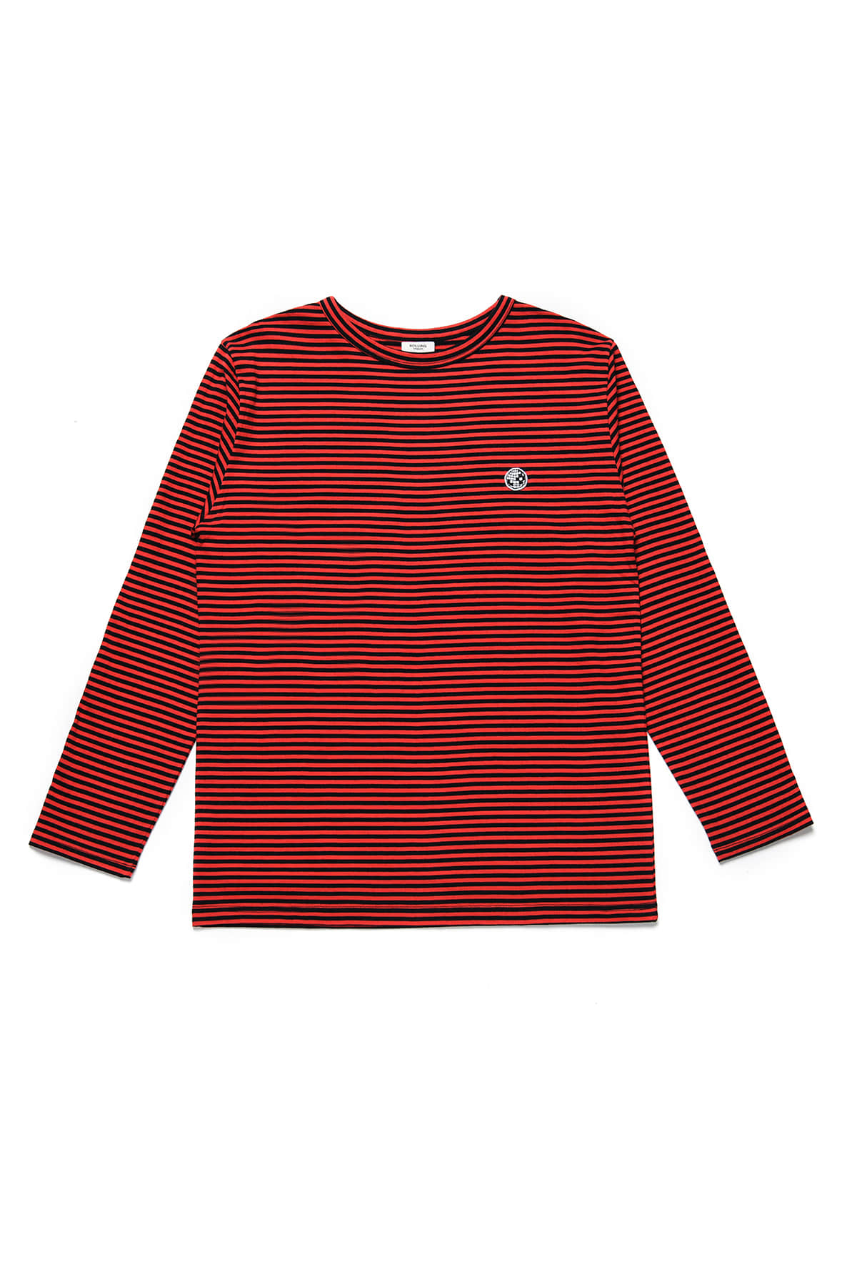 CLASSIC STRIPED MIRRORBALL EMBROIDERED T-SHIRT BLACK/RED