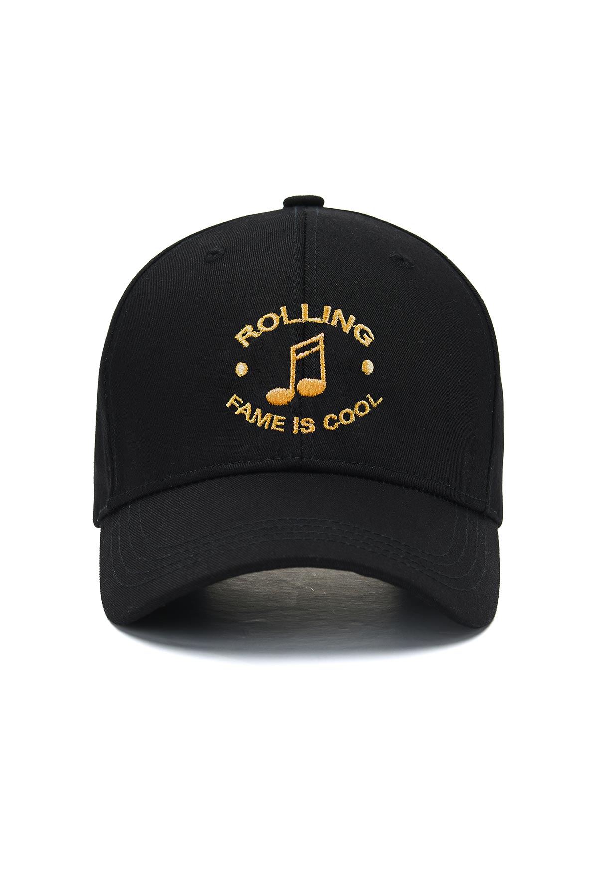 &quot;FAME IS COOL&quot; EMBROIDERED BALL CAP BLACK