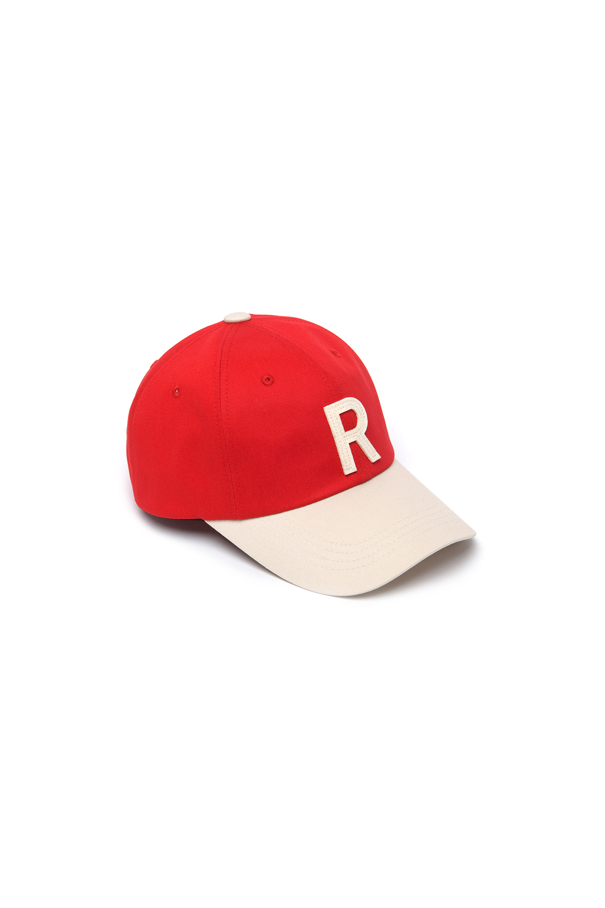 R PATCH BALL CAP IVORY/RED